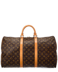 Louis Vuitton Louis Vuitton Brown Monogram Coated Canvas Keepall 50 (Authentic Pre-Loved)
