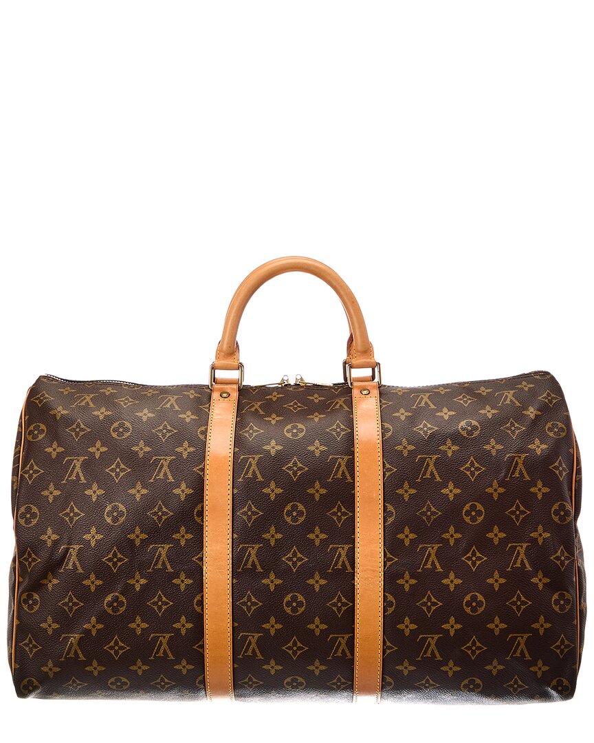 Louis Vuitton Louis Vuitton Brown Monogram Coated Canvas Keepall 50 (Authentic Pre-Loved)