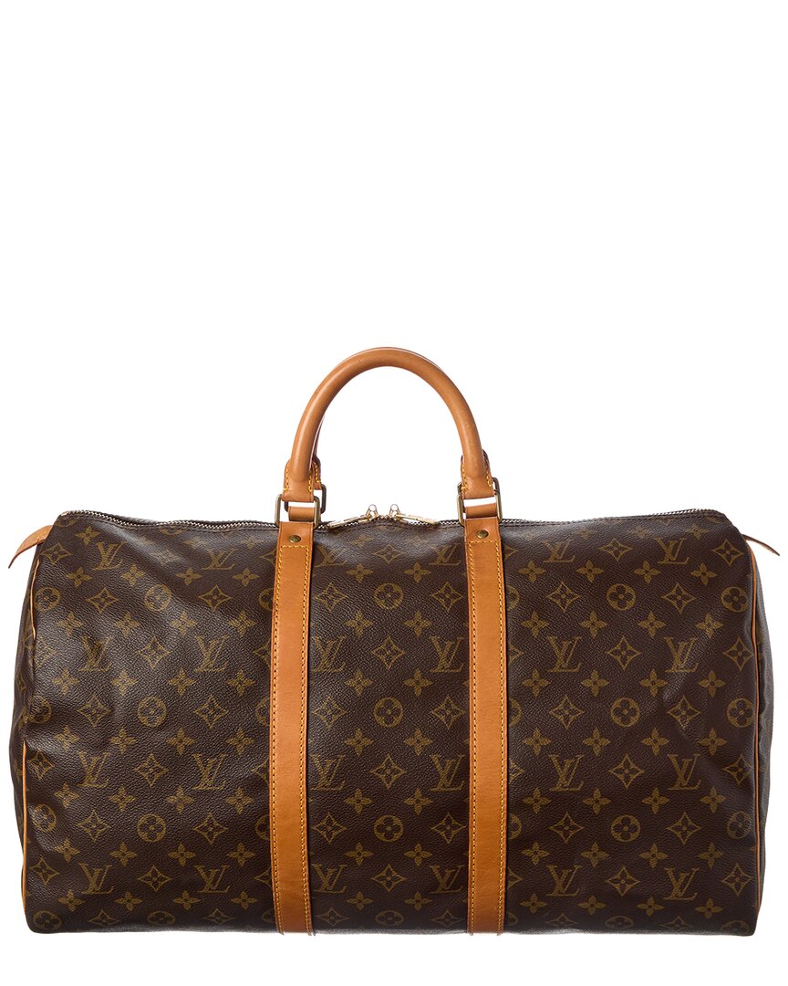 Louis Vuitton Louis Vuitton Brown Monogram Coated Canvas Keepall 50 (Authentic Pre-Loved)