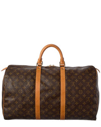 Louis Vuitton Louis Vuitton Brown Monogram Coated Canvas Keepall 50 (Authentic Pre-Loved)