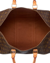 Louis Vuitton Louis Vuitton Brown Monogram Coated Canvas Keepall 50 (Authentic Pre-Loved)