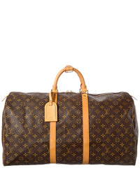 Louis Vuitton Louis Vuitton Brown Monogram Coated Canvas Keepall 55 (Authentic Pre-Loved)
