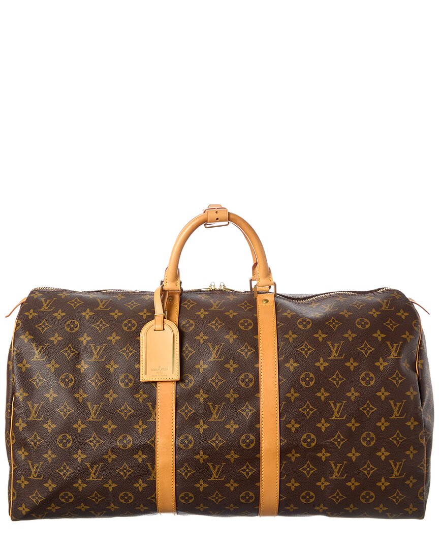 Louis Vuitton Louis Vuitton Brown Monogram Coated Canvas Keepall 55 (Authentic Pre-Loved)