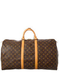 Louis Vuitton Louis Vuitton Brown Monogram Coated Canvas Keepall 55 (Authentic Pre-Loved)