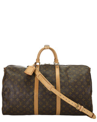 Louis Vuitton Louis Vuitton Brown Monogram Coated Canvas & Vachetta Leather Keepall