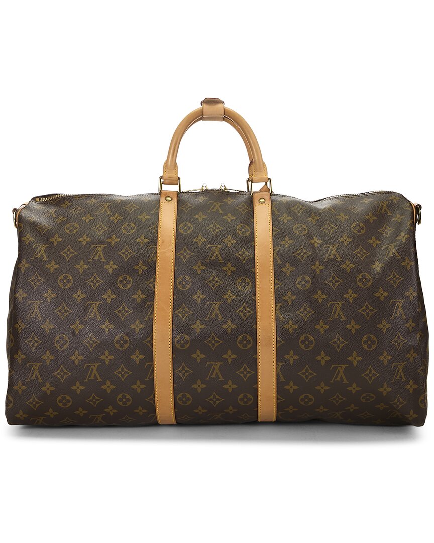 Louis Vuitton Louis Vuitton Brown Monogram Coated Canvas & Vachetta Leather Keepall