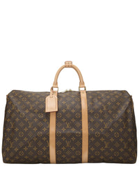 Louis Vuitton Louis Vuitton Brown Monogram Coated Canvas & Vachetta Leather Keepall
