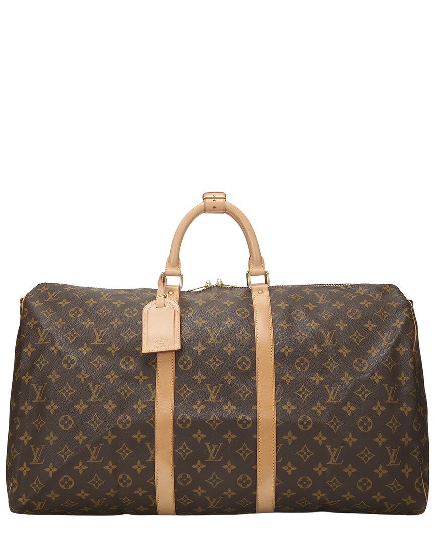 Louis Vuitton Louis Vuitton Brown Monogram Coated Canvas & Vachetta Leather Keepall