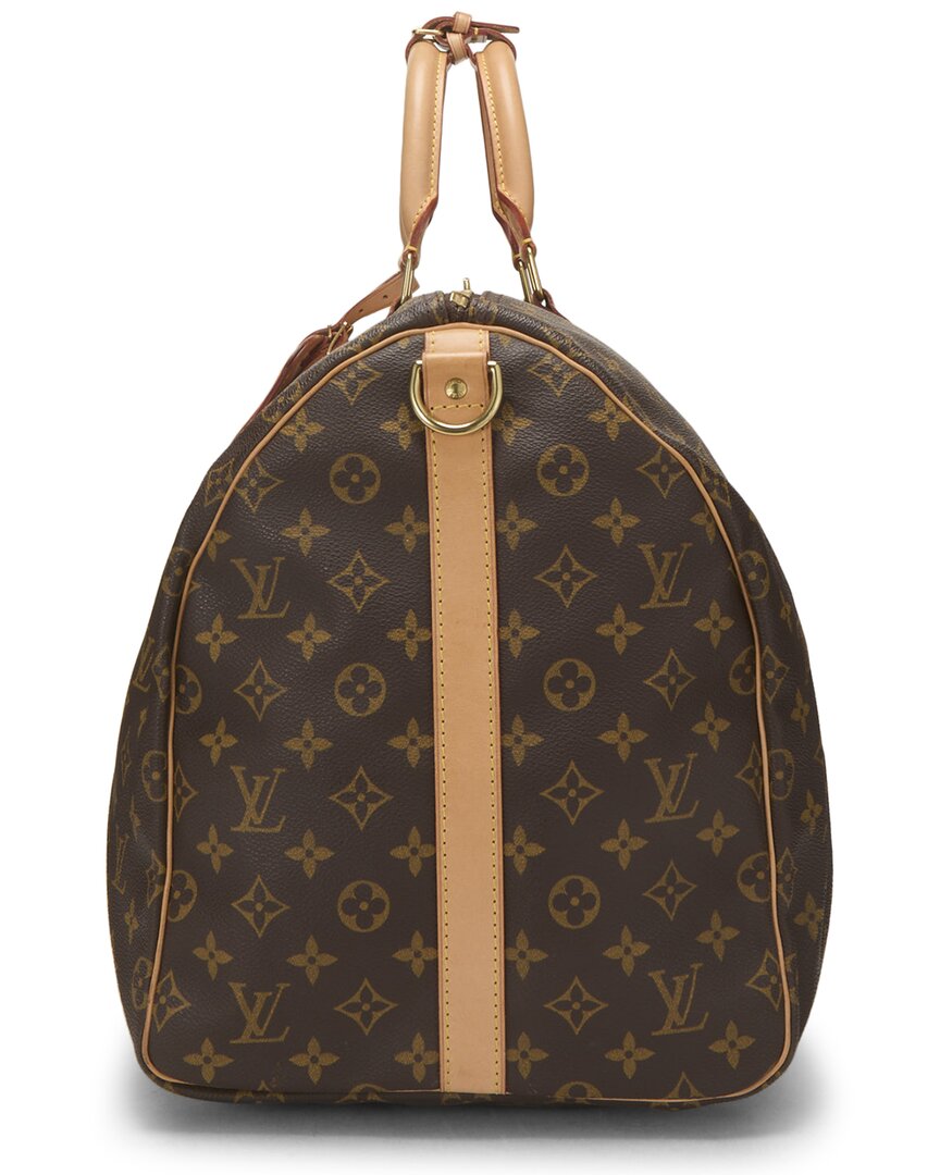 Louis Vuitton Louis Vuitton Brown Monogram Coated Canvas & Vachetta Leather Keepall