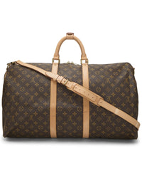 Louis Vuitton Louis Vuitton Brown Monogram Coated Canvas & Vachetta Leather Keepall