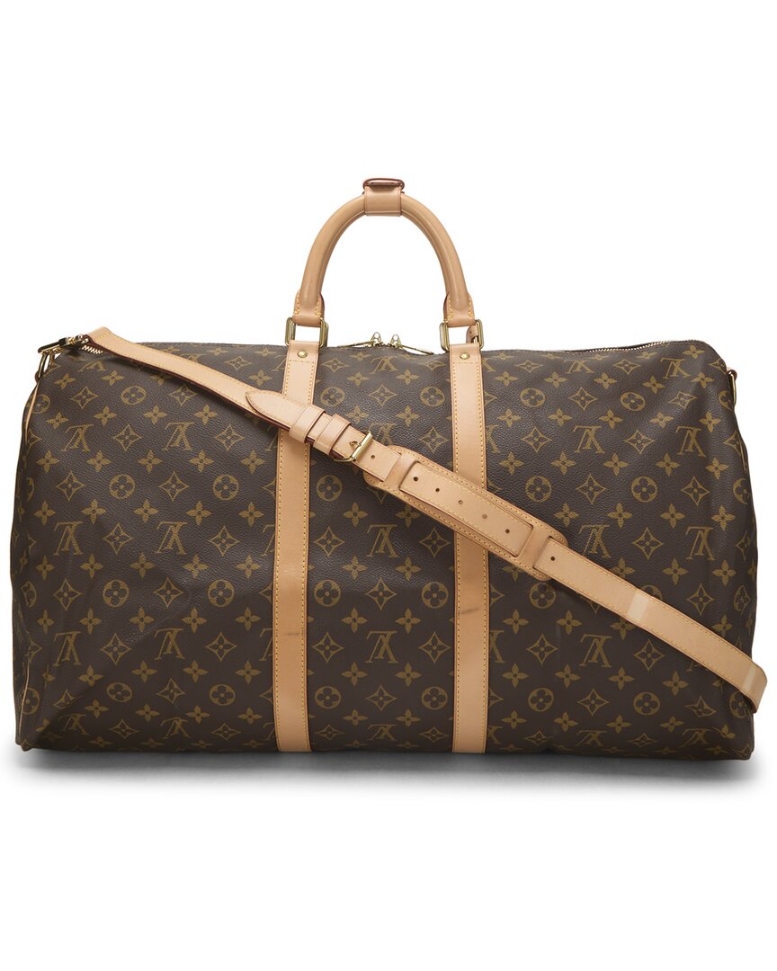 Louis Vuitton Louis Vuitton Brown Monogram Coated Canvas & Vachetta Leather Keepall