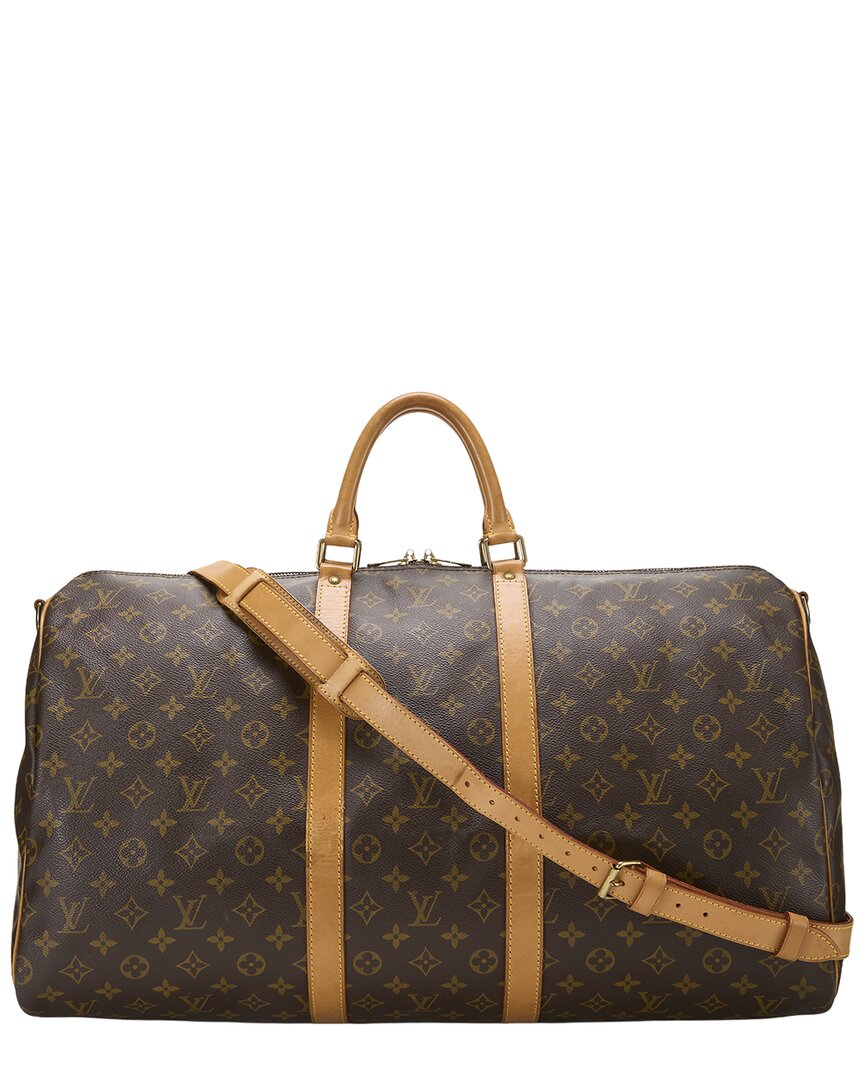Louis Vuitton Louis Vuitton Brown Monogram Coated Canvas & Vachetta Leather Keepall