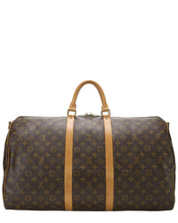Louis Vuitton Louis Vuitton Brown Monogram Coated Canvas & Vachetta Leather Keepall