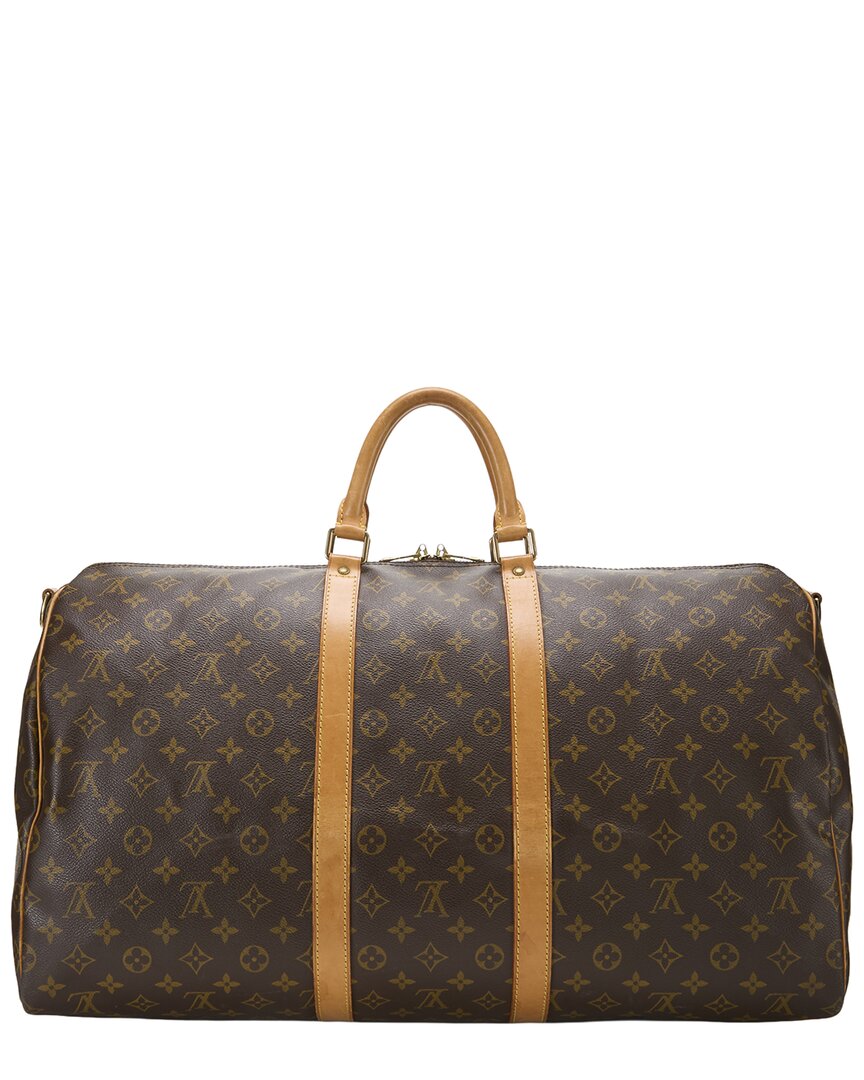 Louis Vuitton Louis Vuitton Brown Monogram Coated Canvas & Vachetta Leather Keepall