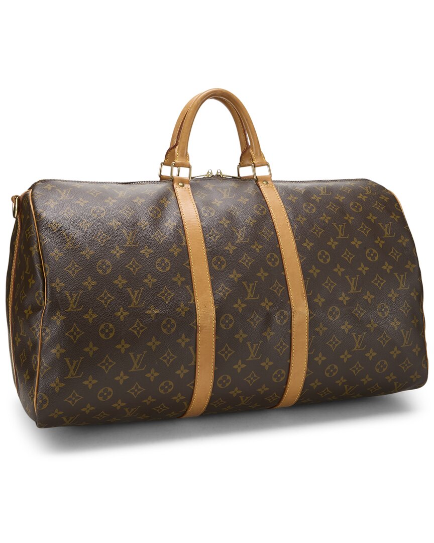 Louis Vuitton Louis Vuitton Brown Monogram Coated Canvas & Vachetta Leather Keepall