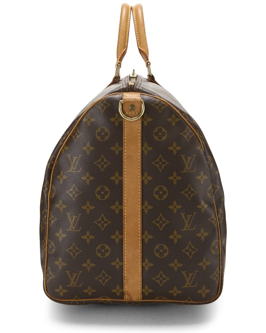 Louis Vuitton Louis Vuitton Brown Monogram Coated Canvas & Vachetta Leather Keepall