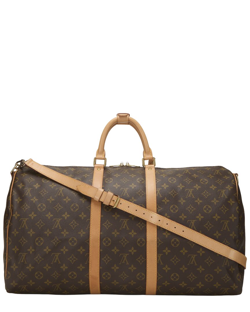 Louis Vuitton Louis Vuitton Brown Monogram Coated Canvas & Vachetta Leather Keepall