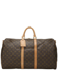 Louis Vuitton Louis Vuitton Brown Monogram Coated Canvas & Vachetta Leather Keepall