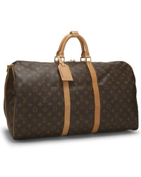 Louis Vuitton Louis Vuitton Brown Monogram Coated Canvas & Vachetta Leather Keepall