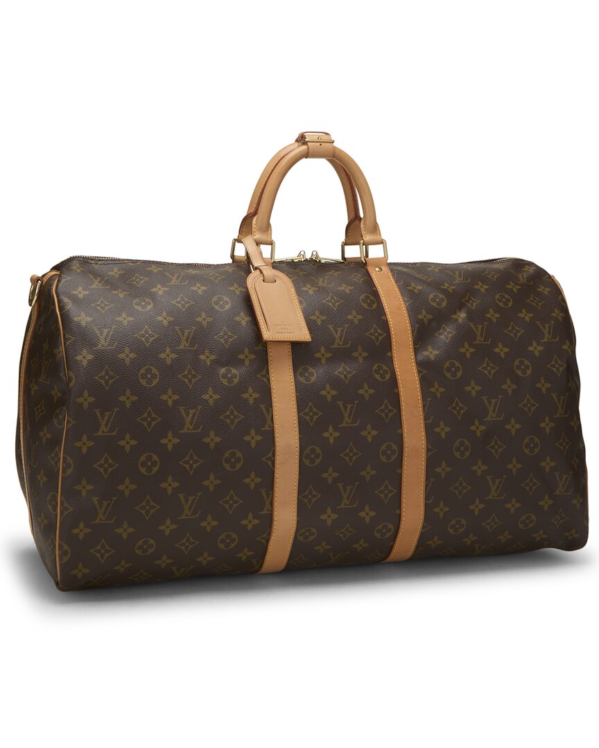 Louis Vuitton Louis Vuitton Brown Monogram Coated Canvas & Vachetta Leather Keepall
