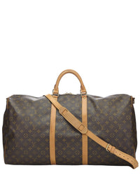 Louis Vuitton Louis Vuitton Brown Monogram Coated Canvas & Vachetta Leather Keepall