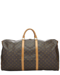 Louis Vuitton Louis Vuitton Brown Monogram Coated Canvas & Vachetta Leather Keepall