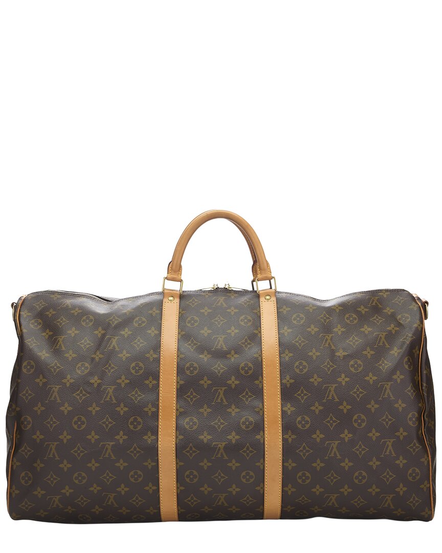 Louis Vuitton Louis Vuitton Brown Monogram Coated Canvas & Vachetta Leather Keepall