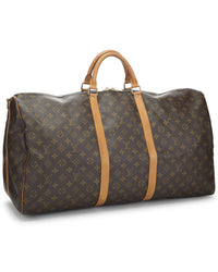 Louis Vuitton Louis Vuitton Brown Monogram Coated Canvas & Vachetta Leather Keepall