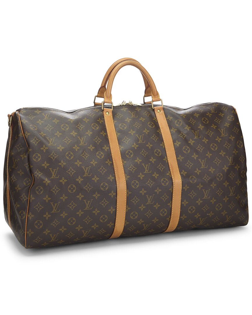 Louis Vuitton Louis Vuitton Brown Monogram Coated Canvas & Vachetta Leather Keepall
