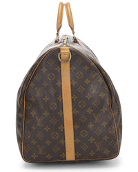 Louis Vuitton Louis Vuitton Brown Monogram Coated Canvas & Vachetta Leather Keepall