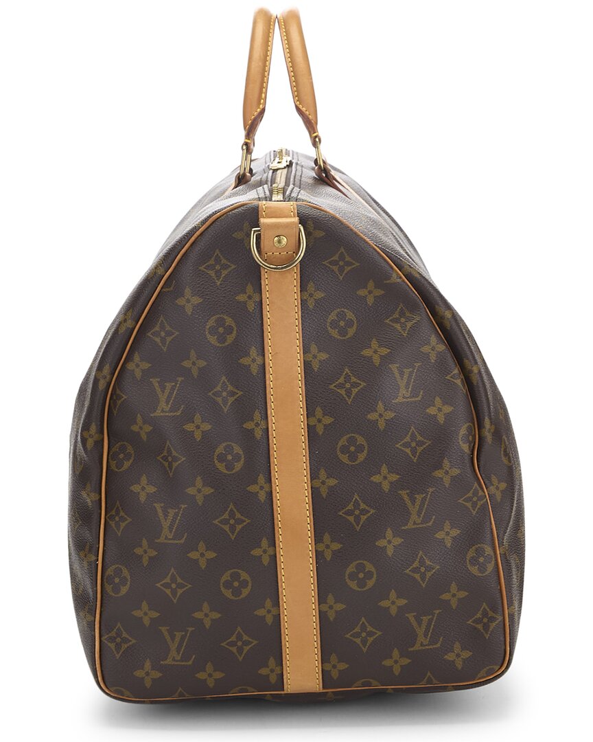Louis Vuitton Louis Vuitton Brown Monogram Coated Canvas & Vachetta Leather Keepall