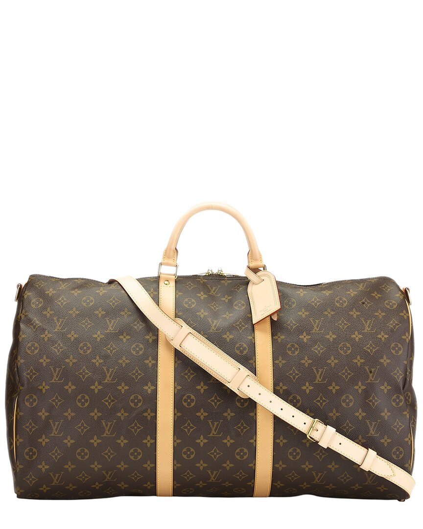 Louis Vuitton Louis Vuitton Brown Monogram Coated Canvas & Vachetta Leather Keepall