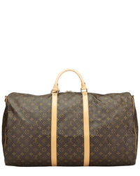 Louis Vuitton Louis Vuitton Brown Monogram Coated Canvas & Vachetta Leather Keepall