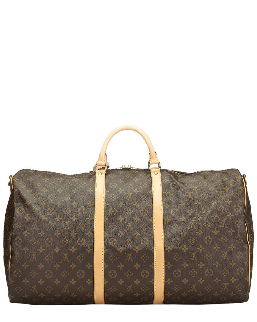 Louis Vuitton Louis Vuitton Brown Monogram Coated Canvas & Vachetta Leather Keepall