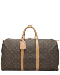 Louis Vuitton Louis Vuitton Brown Monogram Coated Canvas & Vachetta Leather Keepall 50