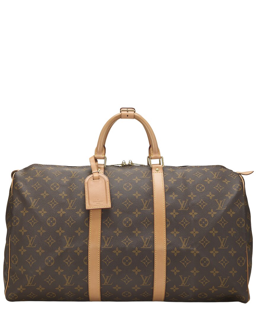 Louis Vuitton Louis Vuitton Brown Monogram Coated Canvas & Vachetta Leather Keepall 50