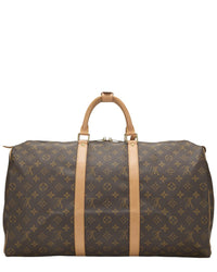 Louis Vuitton Louis Vuitton Brown Monogram Coated Canvas & Vachetta Leather Keepall 50