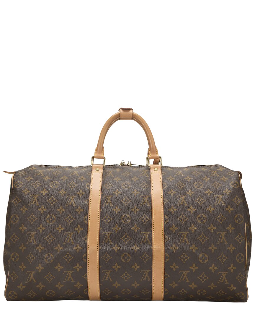 Louis Vuitton Louis Vuitton Brown Monogram Coated Canvas & Vachetta Leather Keepall 50