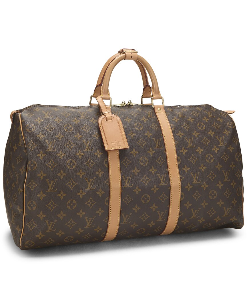Louis Vuitton Louis Vuitton Brown Monogram Coated Canvas & Vachetta Leather Keepall 50
