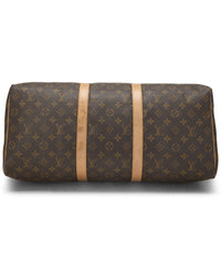 Louis Vuitton Louis Vuitton Brown Monogram Coated Canvas & Vachetta Leather Keepall 50