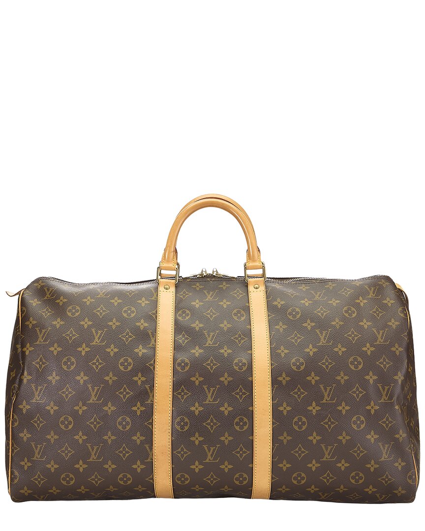 Louis Vuitton Louis Vuitton Brown Monogram Coated Canvas & Vachetta Leather Keepall 55
