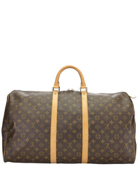 Louis Vuitton Louis Vuitton Brown Monogram Coated Canvas & Vachetta Leather Keepall 55