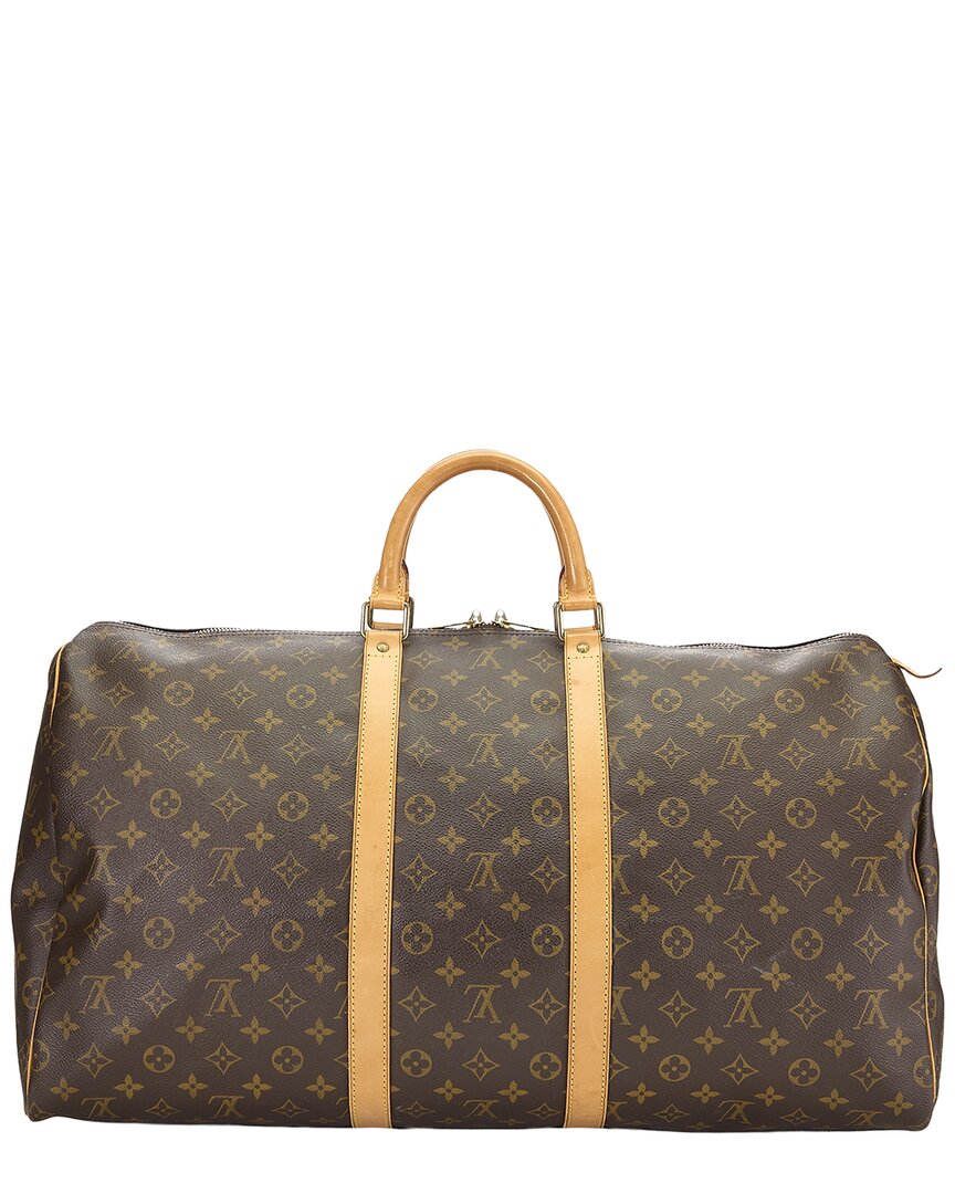 Louis Vuitton Louis Vuitton Brown Monogram Coated Canvas & Vachetta Leather Keepall 55
