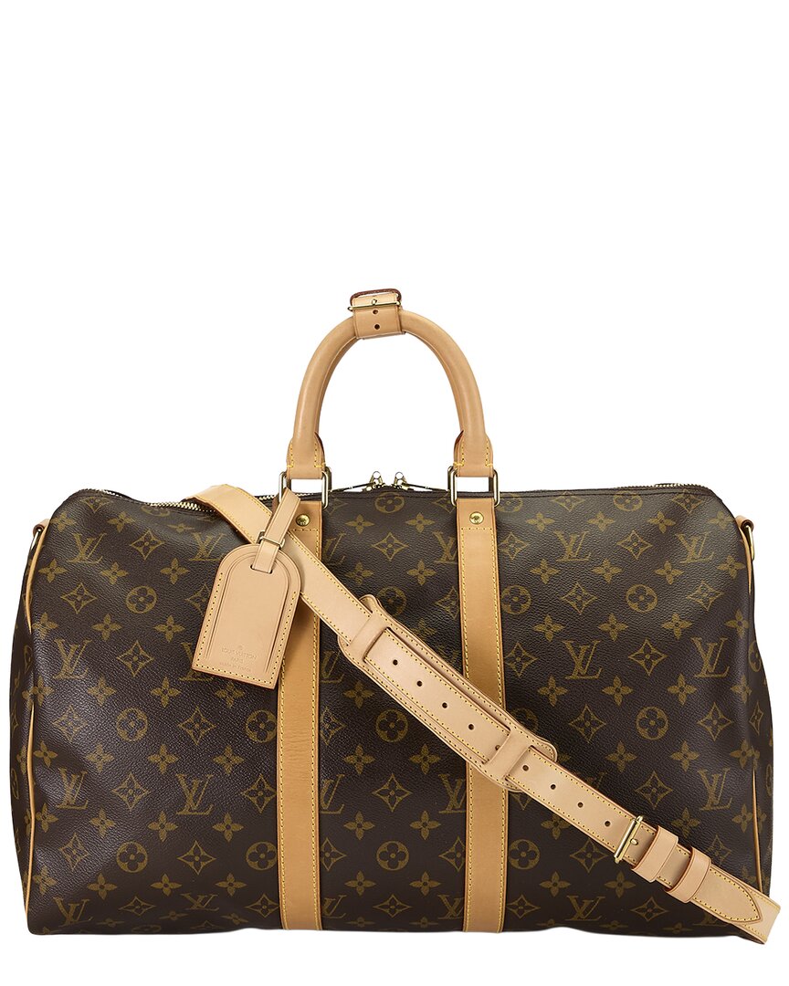 Louis Vuitton Louis Vuitton Brown Monogram Coated Canvas Keepall Bandouliere45 (Authentic