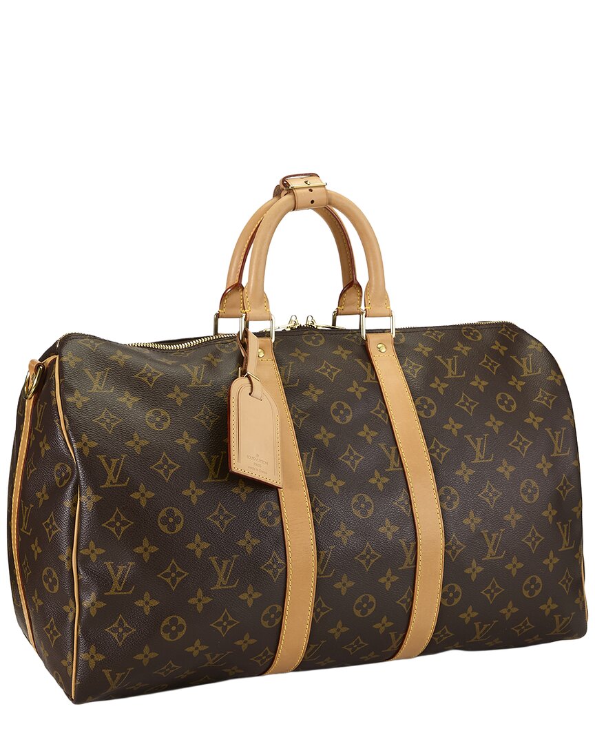 Louis Vuitton Louis Vuitton Brown Monogram Coated Canvas Keepall Bandouliere45 (Authentic