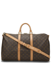 Louis Vuitton Louis Vuitton Brown Monogram Coated Canvas Keepall Bandouliere 50 (Authentic