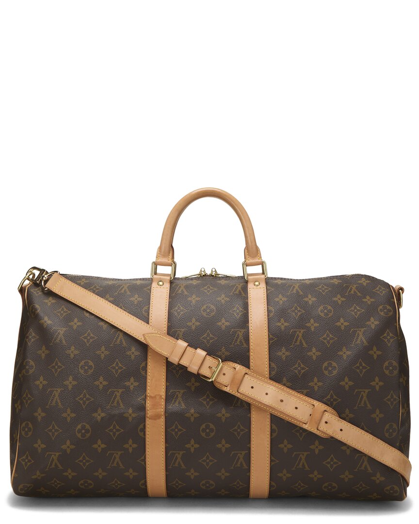 Louis Vuitton Louis Vuitton Brown Monogram Coated Canvas Keepall Bandouliere 50 (Authentic