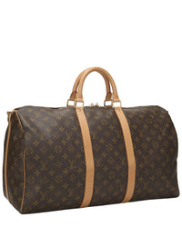 Louis Vuitton Louis Vuitton Brown Monogram Coated Canvas Keepall Bandouliere 50 (Authentic