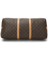 Louis Vuitton Louis Vuitton Brown Monogram Coated Canvas Keepall Bandouliere 50 (Authentic