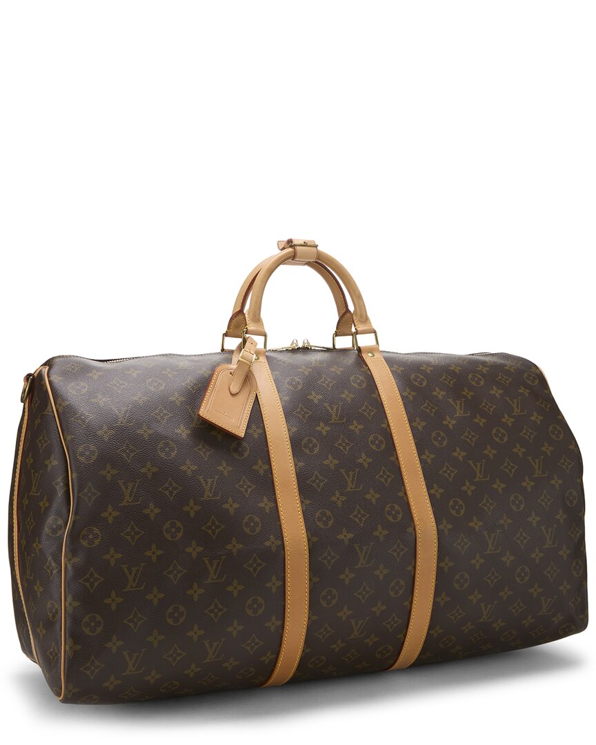 Louis Vuitton Louis Vuitton Brown Monogram Coated Canvas Keepall Bandouliere 60 (Authentic